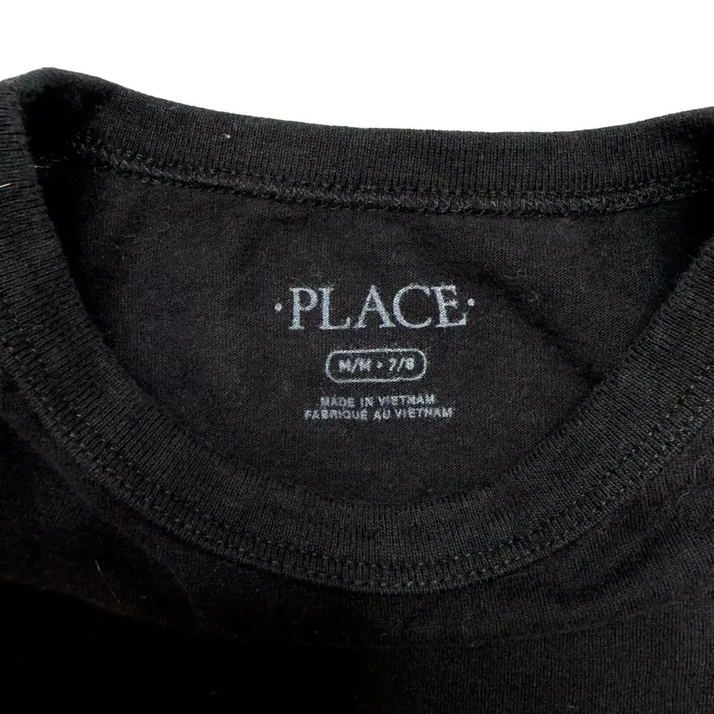 CHILDRENS PLACE The Birthday Dude Black Short Sleeve Tee Size 7-8 Boys Cotton
